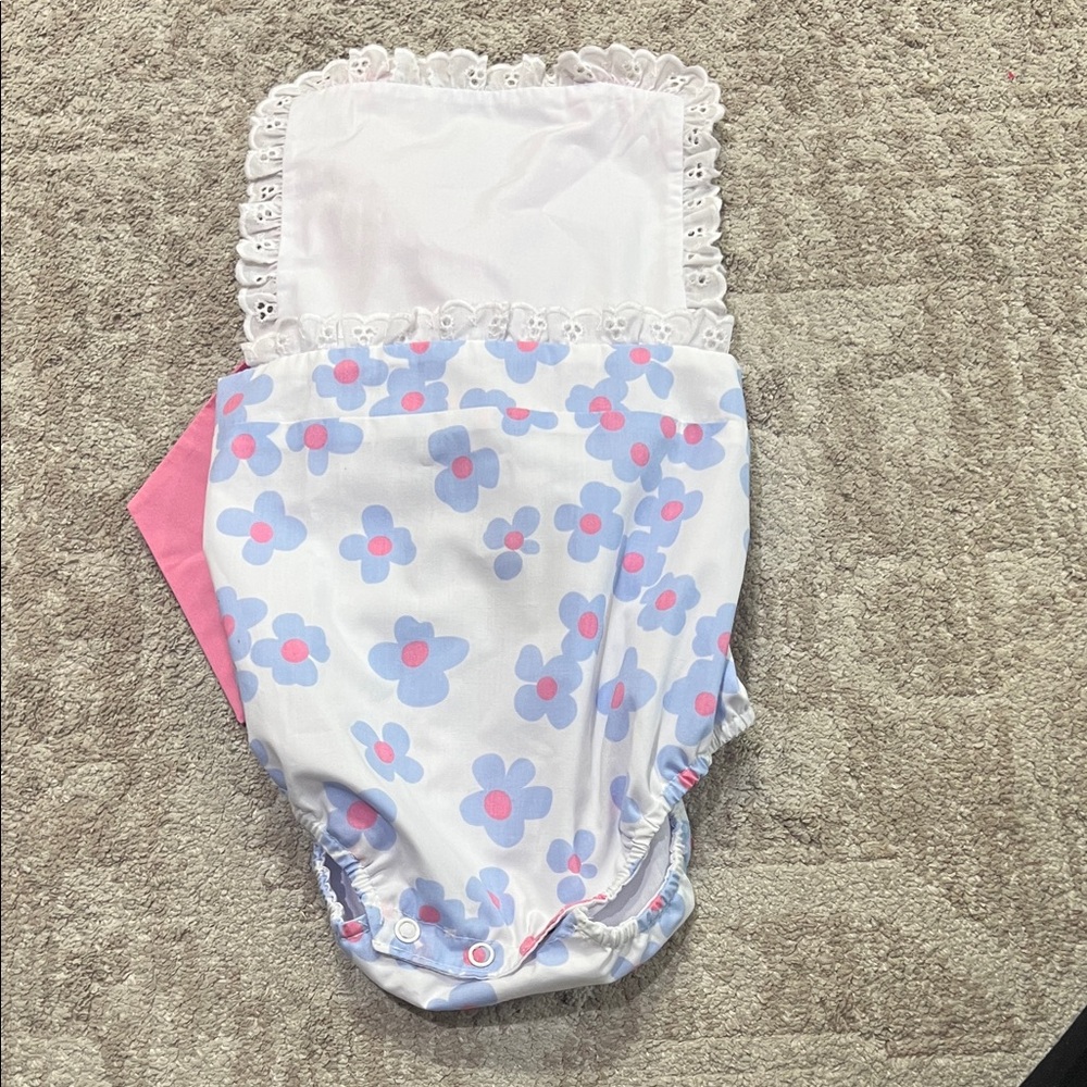 The Beaufort Bonnet Company TBBC Floral Pink & Blue Baby Bow Tie Bubble
